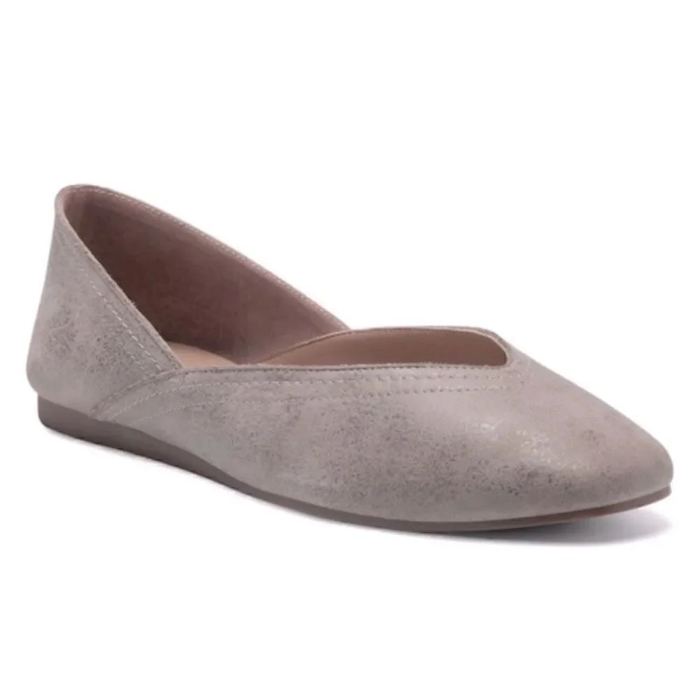 Lucky Brand ALBA Titanium Gray Leather Slip On Ballet Flats New without Box